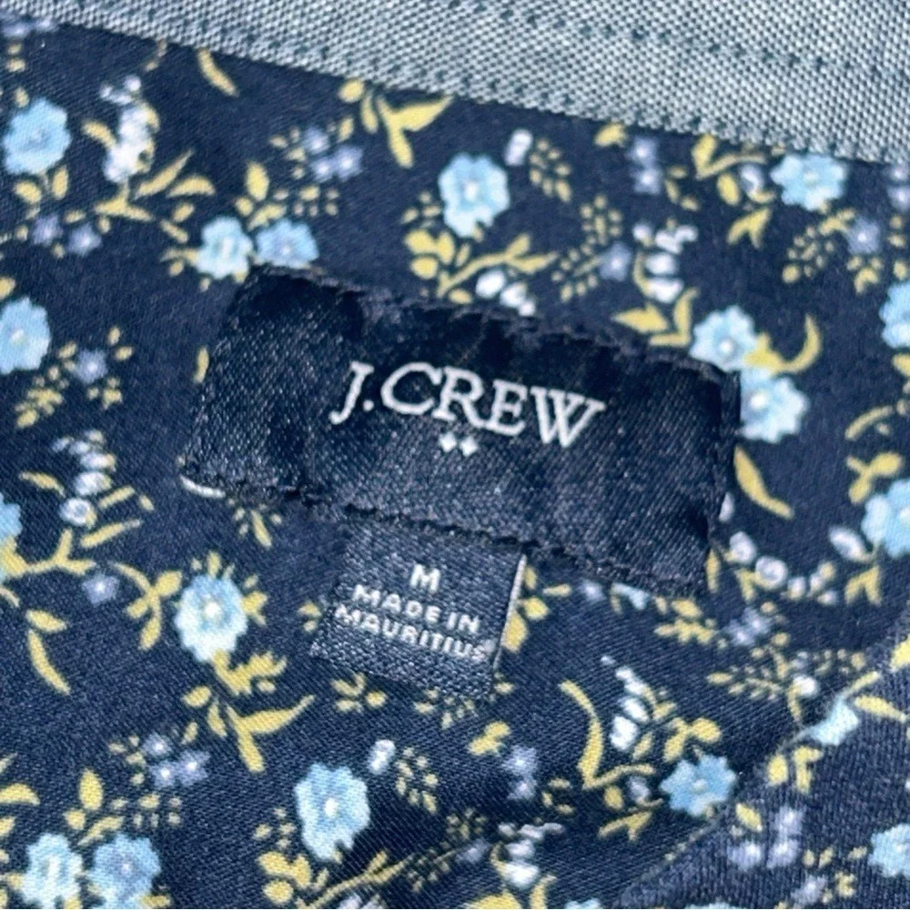 J. Crew Men's Shirt‎ Floral Button Down Navy Blue Cotton Size Medium